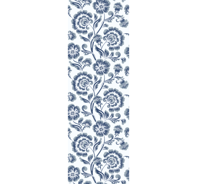 Navy grey pattern flower wallpaper - TenStickers