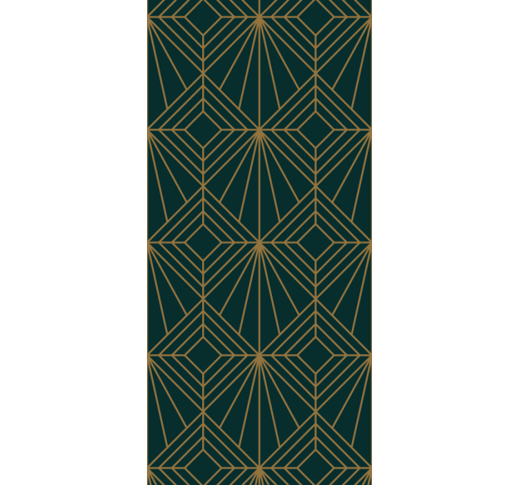 Geometric wallpaper stylish green and gold pattern - TenStickers