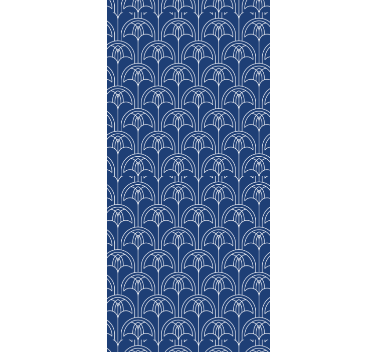 Blue outline pattern ornamental flower wallpaper - TenStickers