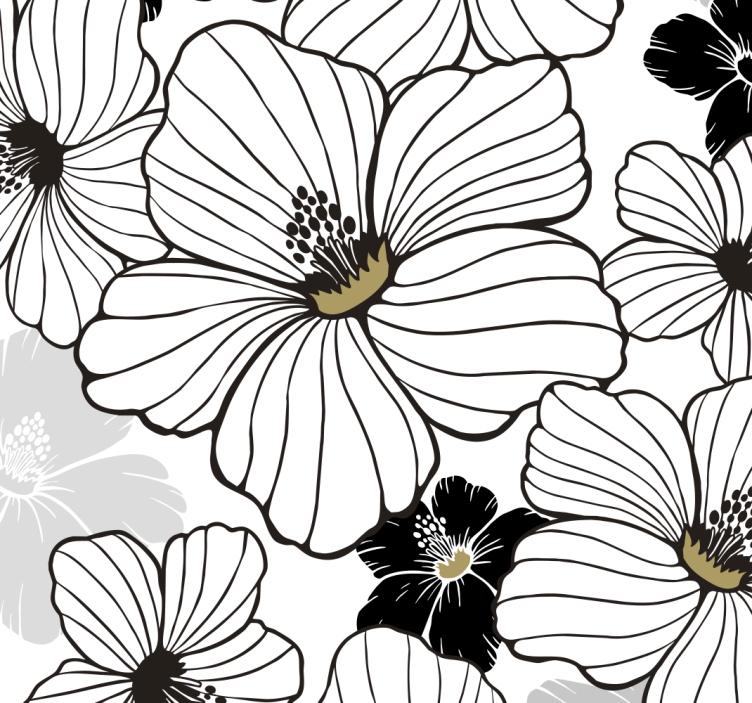 Black And White Blooms flower wallpaper - TenStickers
