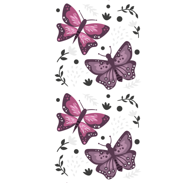 Pink motif with leaves butterfly wallpaper - TenStickers