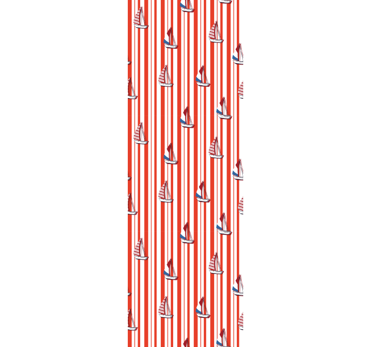 Sailboat red pattern vertical stripe wallpaper - TenStickers