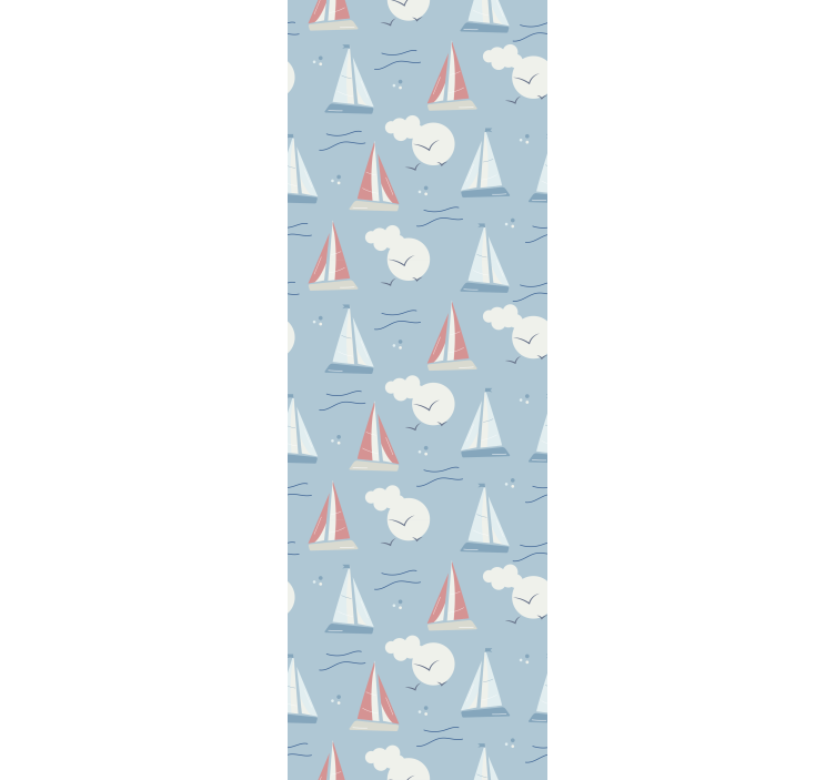 Sailboats and clouds Kids wallpaper - TenStickers