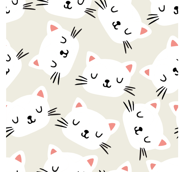 White cat faces illustrated Kids wallpaper - TenStickers