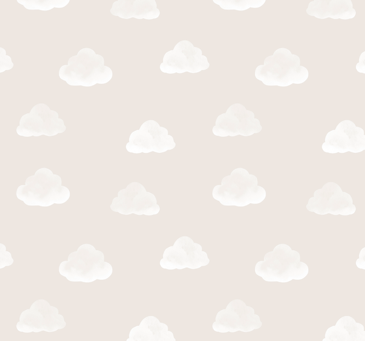 Beige clouds pattern nursery wallpaper - TenStickers