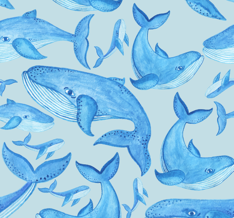 Aquatic Whale Patterns fish wallpaper - TenStickers
