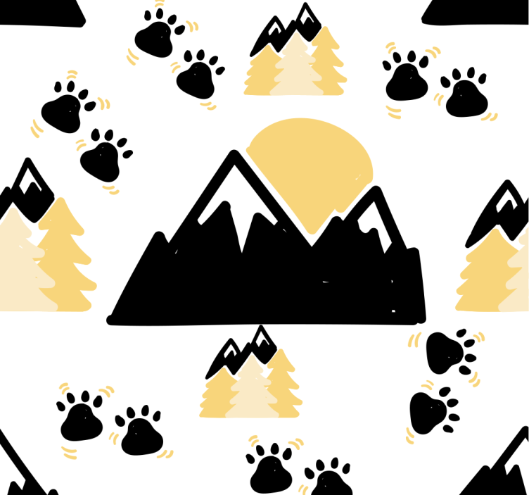 Mountains and Dog Tracks nursery wallpaper - TenStickers