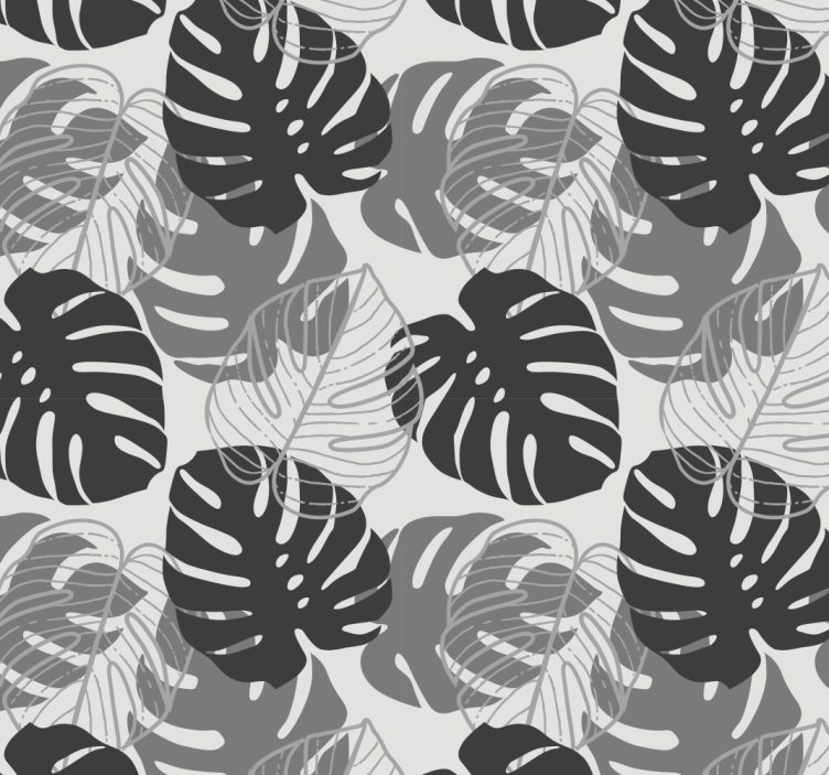 Monochrome Leaf Pattern foliage wallpaper - TenStickers