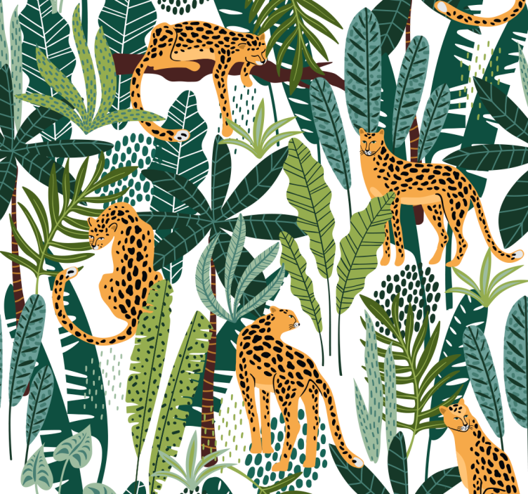 Tropical pattern animal wallpaper - TenStickers