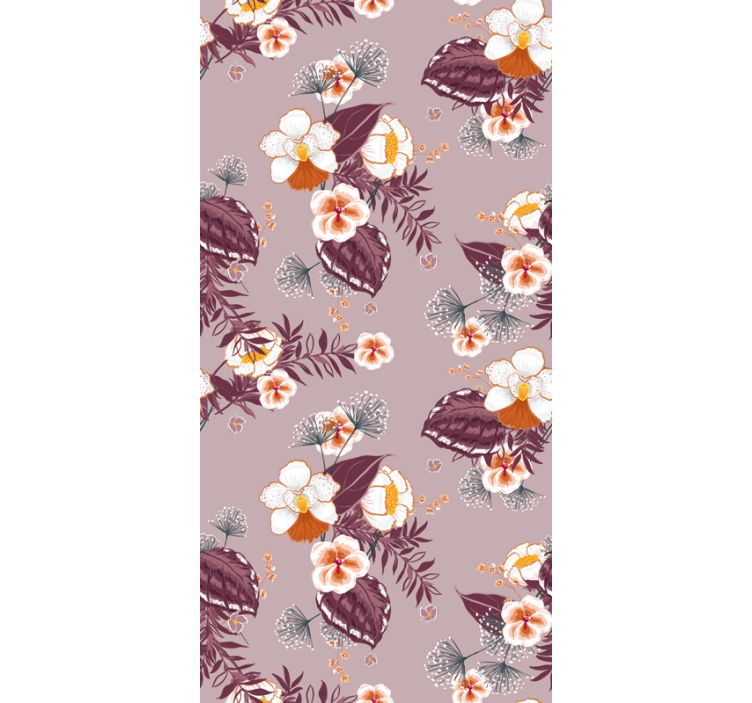 Floral Orchid Pattern flower wallpaper - TenStickers