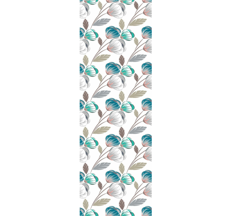 Stylish blue and gray pattern flower wallpaper - TenStickers