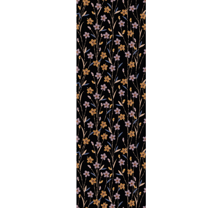 Ornamental flower wallpaper with stem pattern - TenStickers