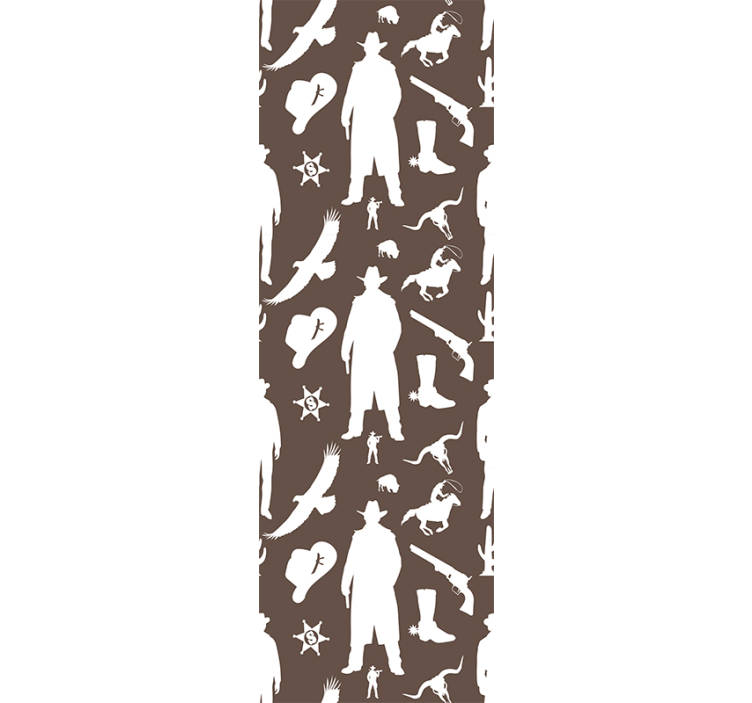 Cowboy and horses pattern Bedroom Wallpaper - TenStickers