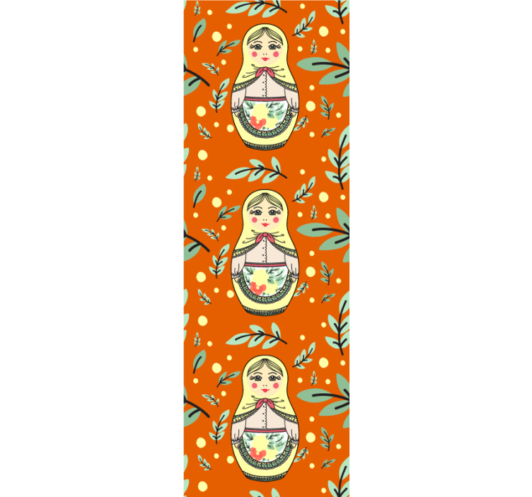 Traditional Matryoshka Pattern ornamental flower wallpaper - TenStickers