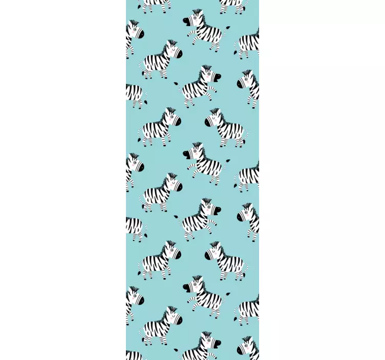 Blue pattern for kids zebra wallpaper - TenStickers