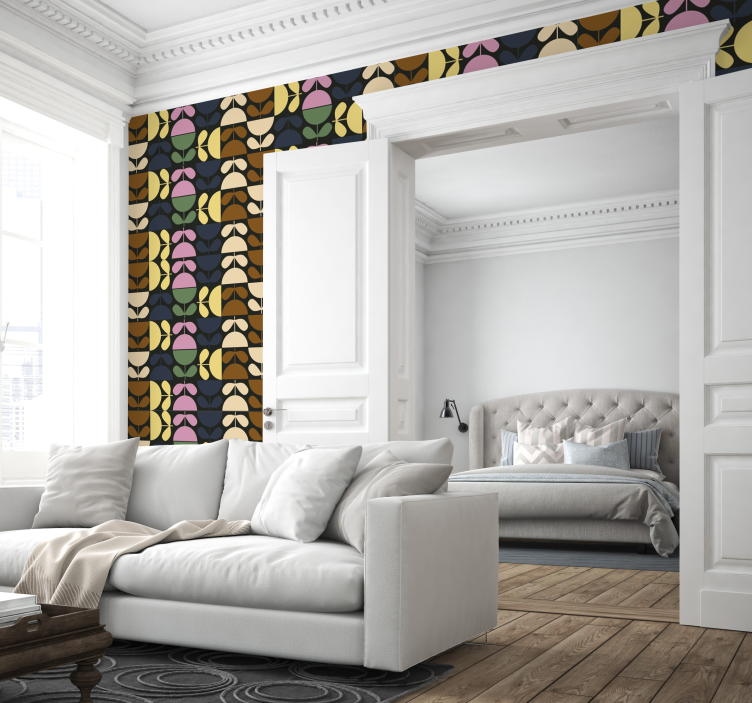 Stylized Leaf Patterns ornamental flower wallpaper - TenStickers