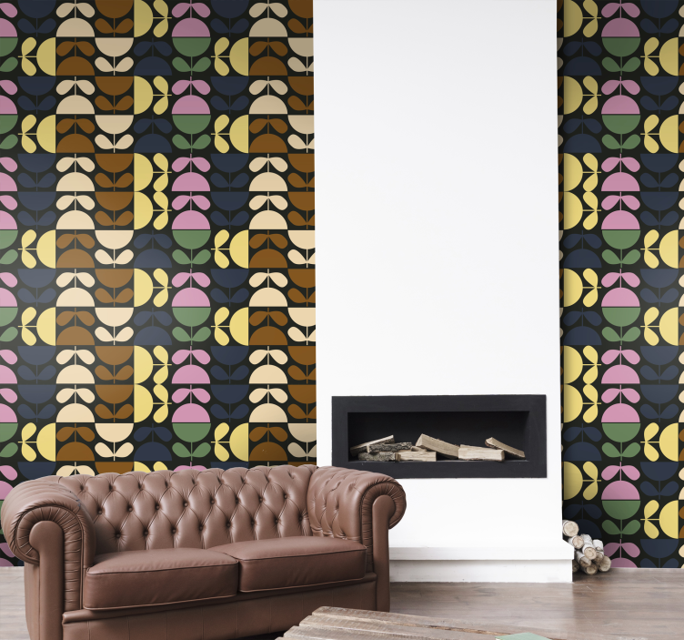 Stylized Leaf Patterns ornamental flower wallpaper - TenStickers