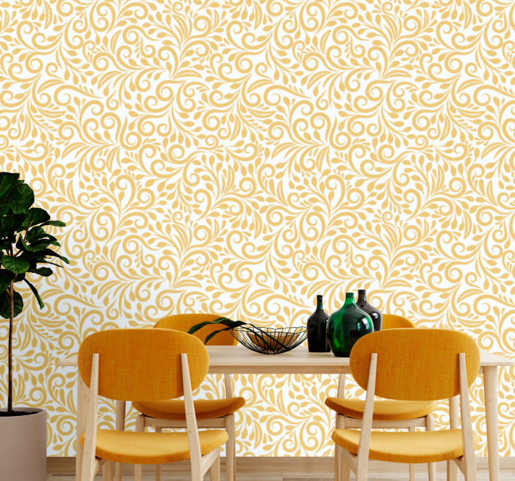 Ornate Flourishes ornamental flower wallpaper - TenStickers