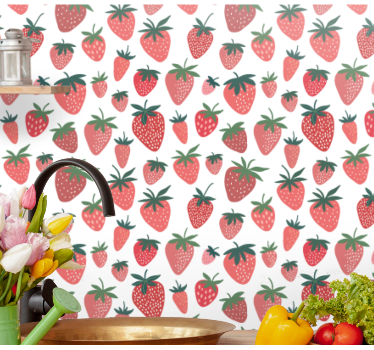 Sweet Strawberries kitchen wallpaper - TenStickers