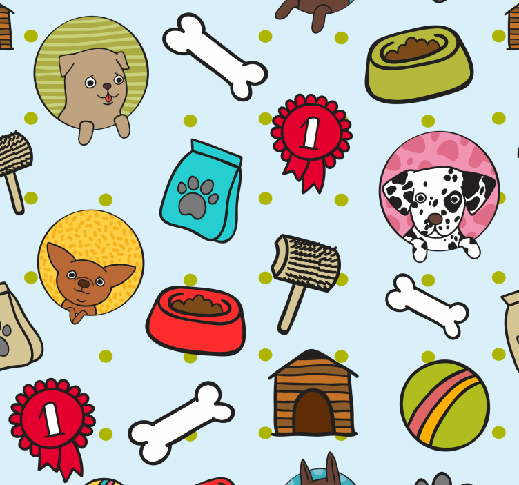Playful Pup Motifs dogs wallpaper - TenStickers