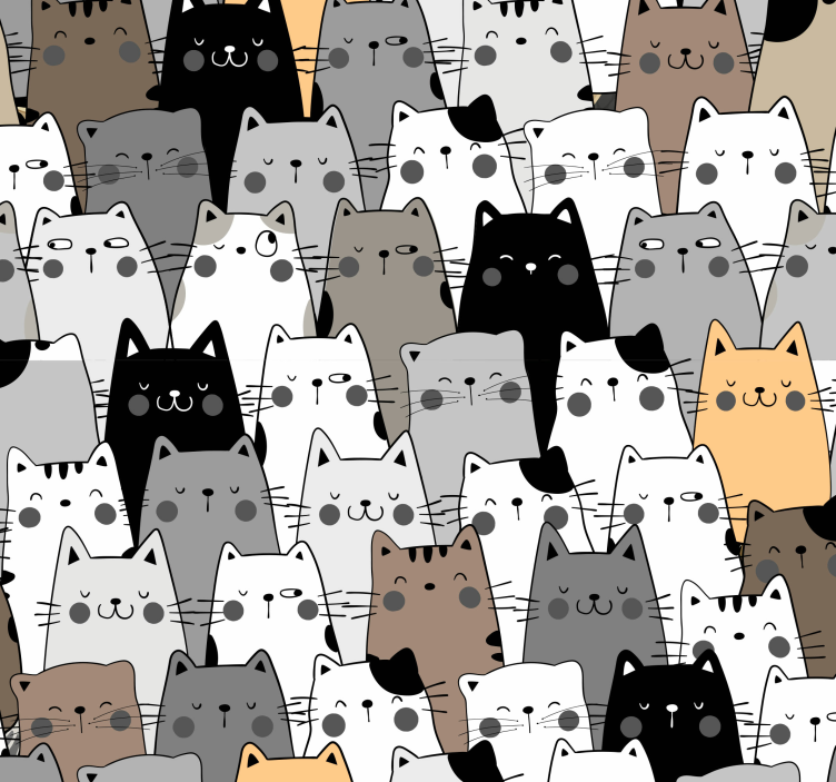 Playful Cat Patterns cat wallpaper - TenStickers