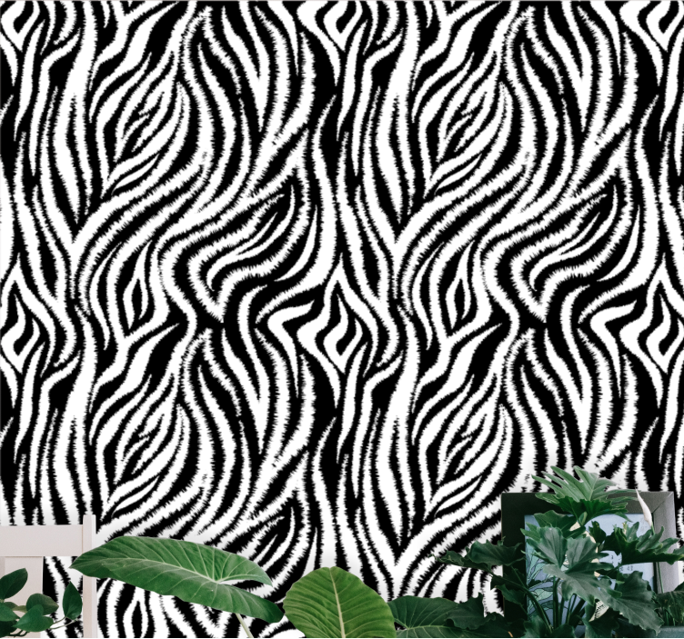 Zebra wallpaper with zebra swirls design - TenStickers