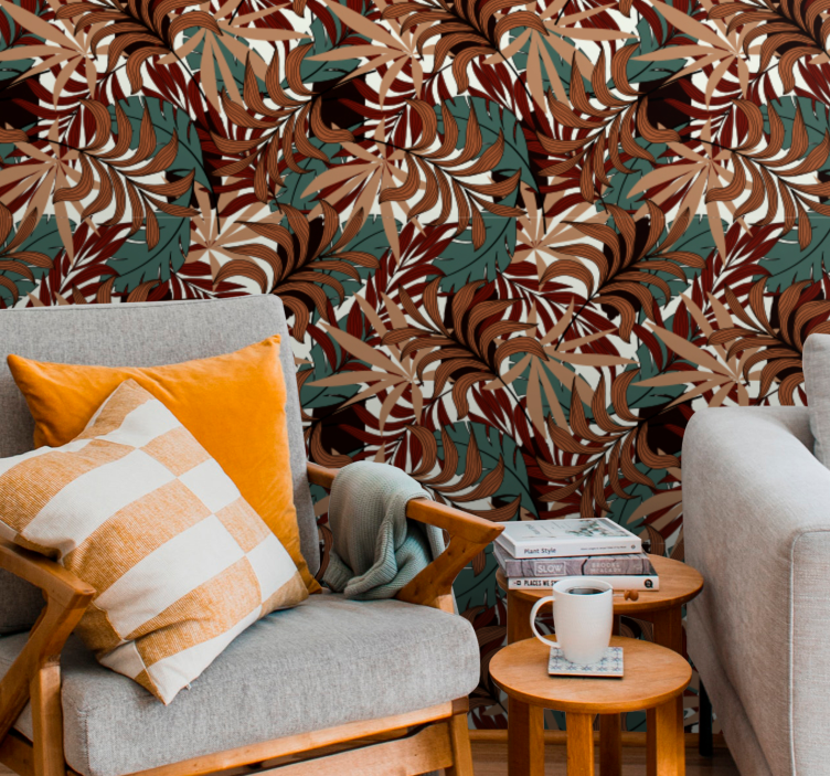 Abstract Botanical Mural leaf wallpaper - TenStickers