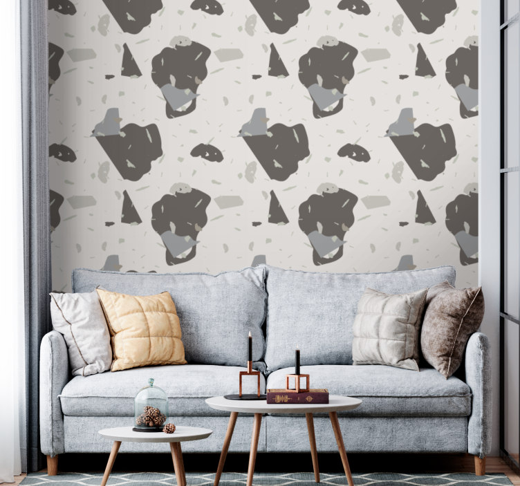 Abstract Grey Shapes textured wallpaper - TenStickers