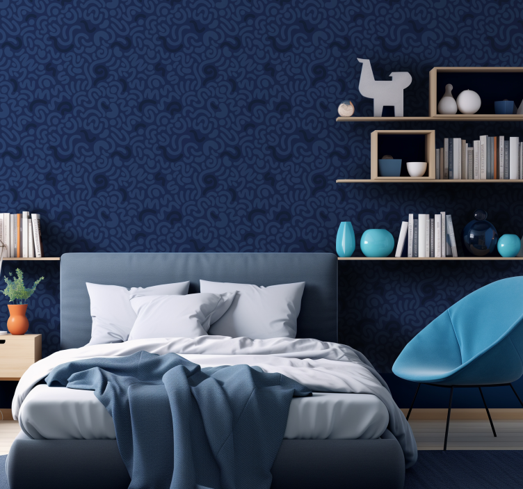Abstract navy blue master bedroom wallpaper - TenStickers