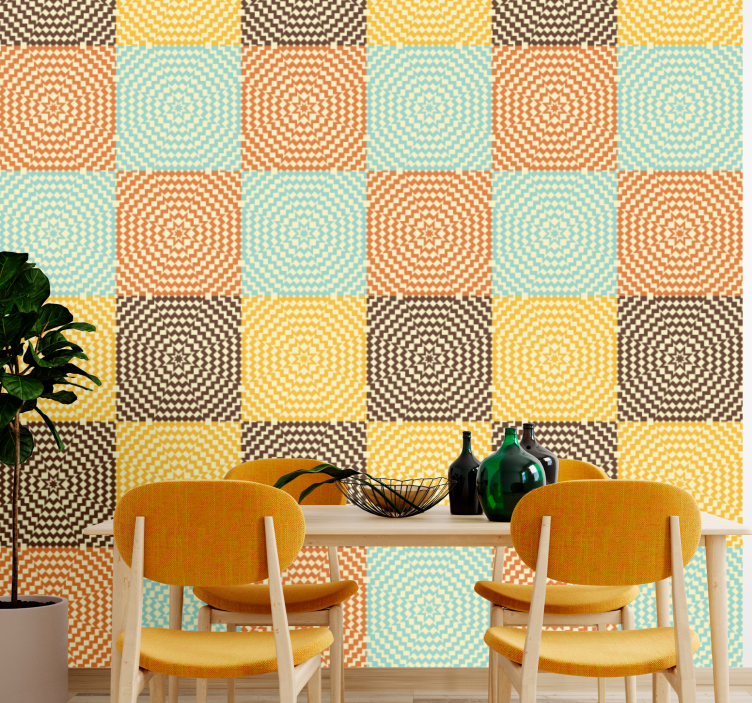 Geometric Spiral Blocks geometric wallpaper - TenStickers