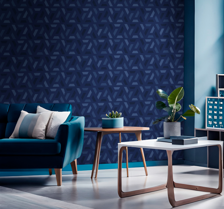 Abstract Triangles Pattern Navy Wallpaper - TenStickers