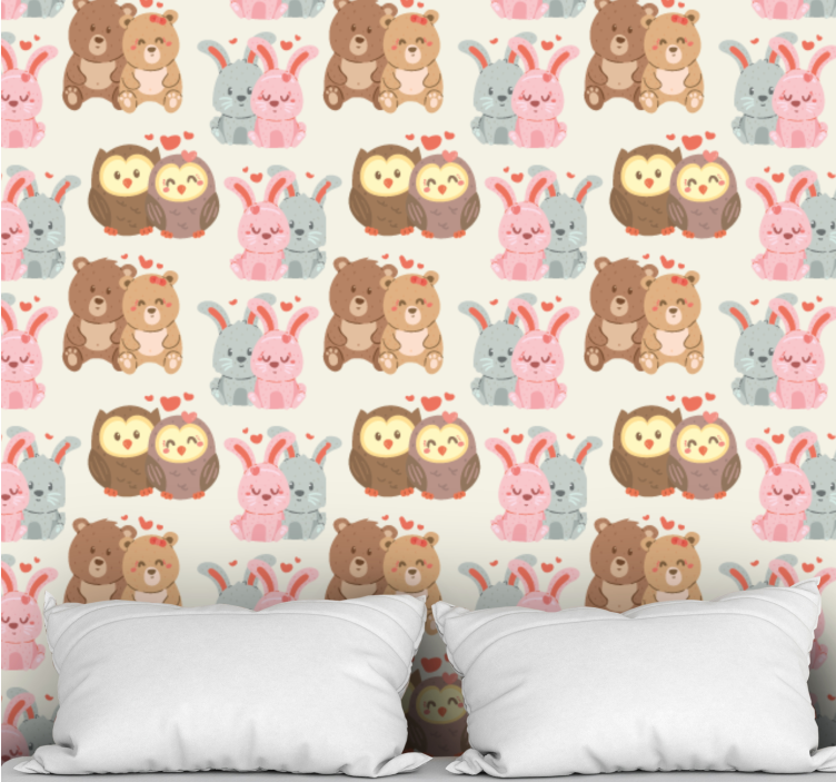 Animal wallpaper adorable animal pairs - TenStickers