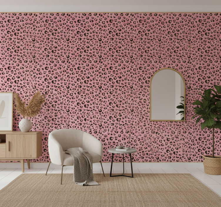 Animal wallpaper black and pink leopard print - TenStickers