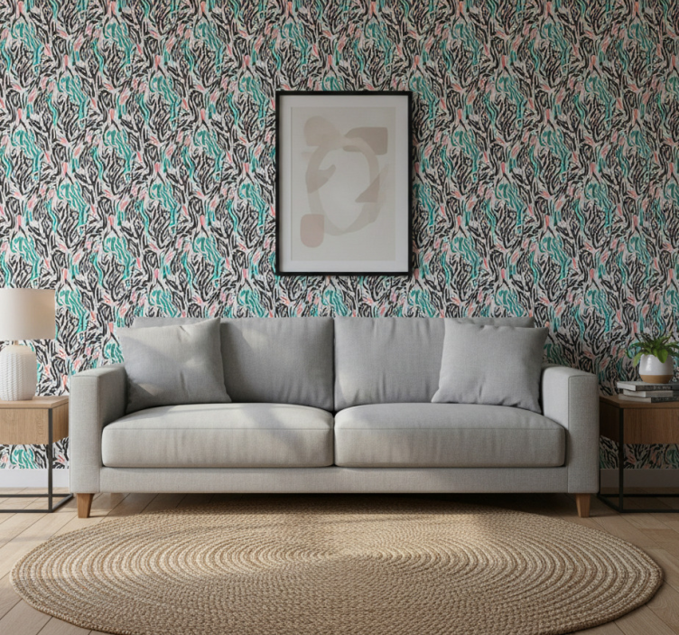 Animal wallpaper blue and pink zebra design - TenStickers