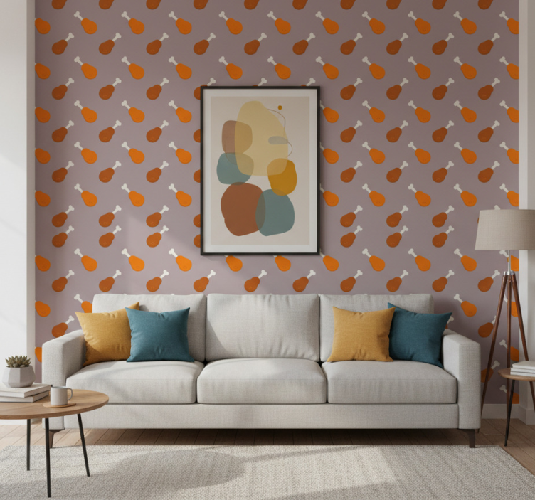 Animal wallpaper chicken leg seamless pattern - TenStickers