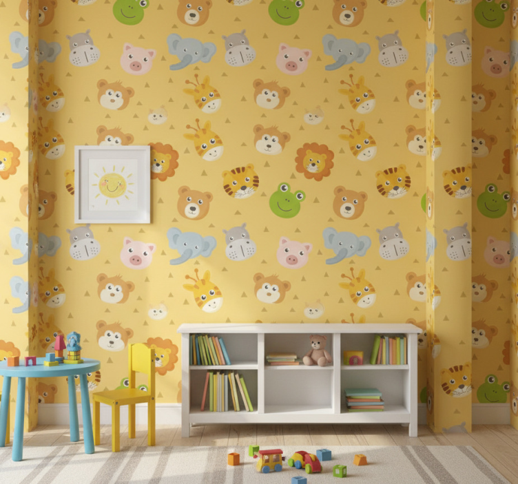 Animal wallpaper colorful animal play space - TenStickers