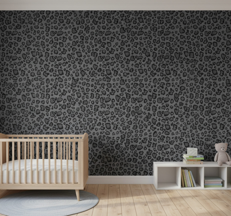 Animal wallpaper dark gray and black leopard pattern - TenStickers