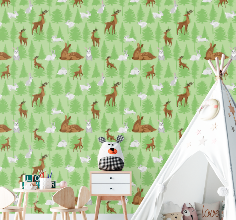 Animal wallpaper forest animal design - TenStickers