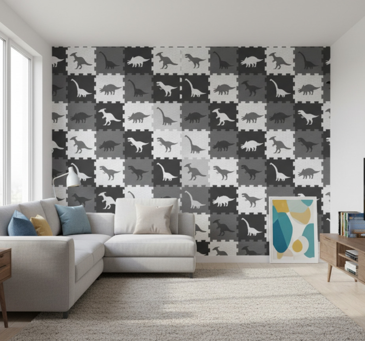 Animal wallpaper gray animal puzzle - TenStickers