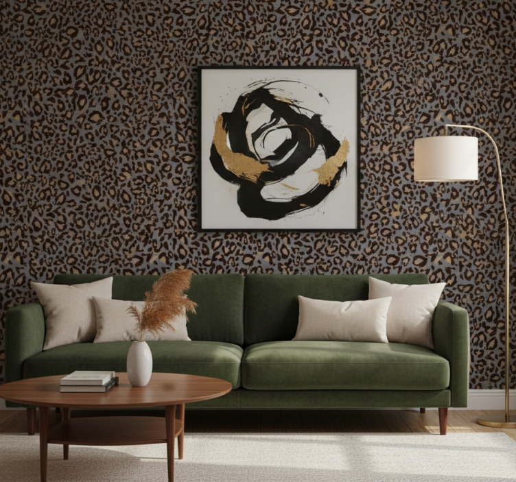Animal wallpaper gray background with leopard spots - TenStickers