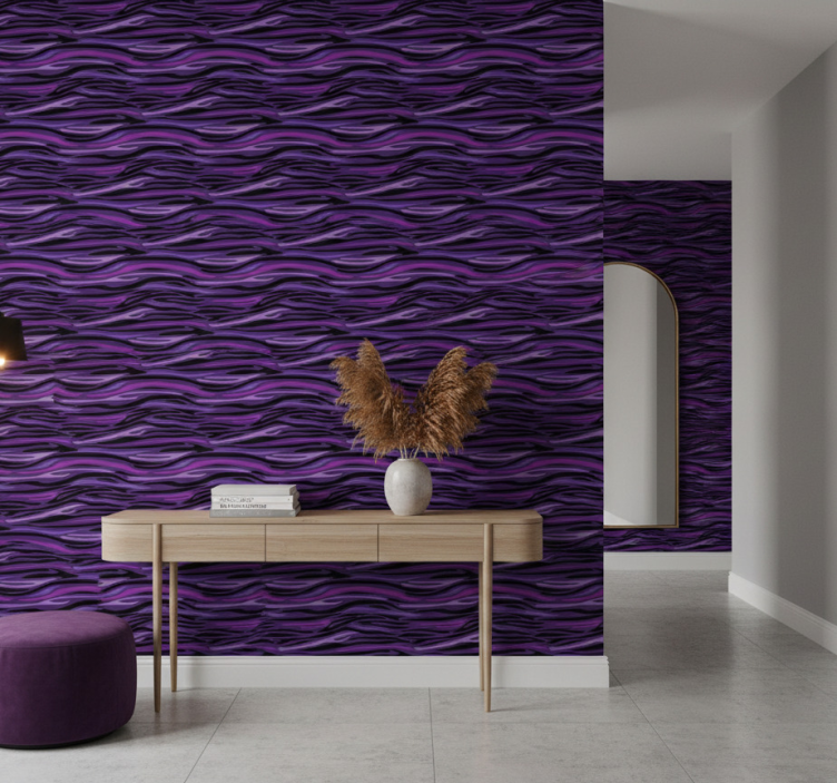 Animal wallpaper in purple wave pattern - TenStickers