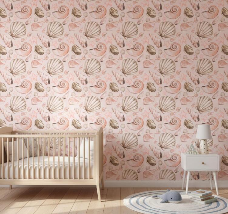 Animal wallpaper in soft pastel seashells - TenStickers