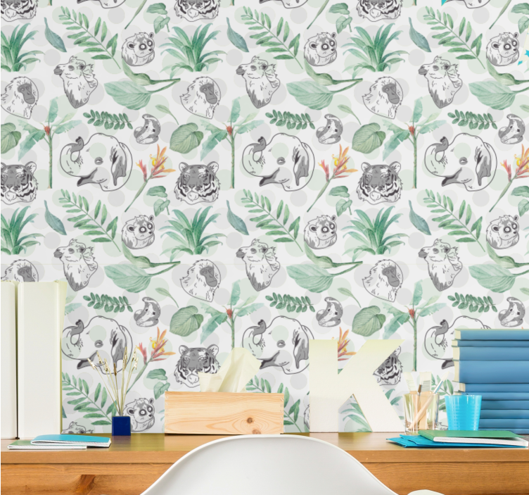 Animal wallpaper jungle faces - TenStickers