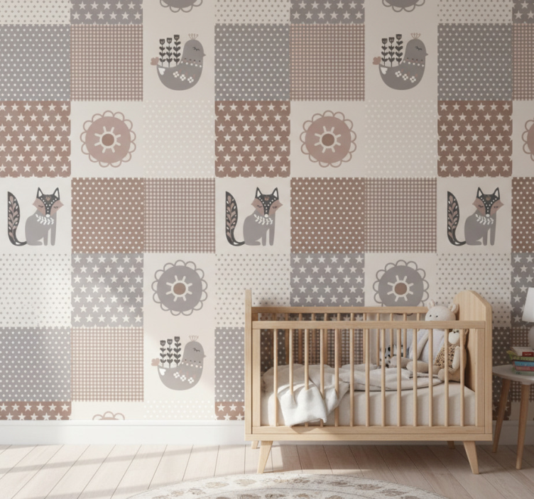 Animal wallpaper nordic animals and tiles - TenStickers