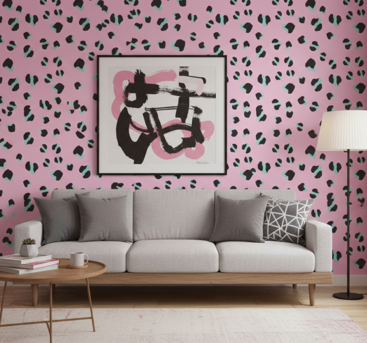 Animal wallpaper pink leopard - TenStickers