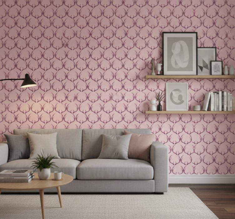 Animal wallpaper pink stag antlers - TenStickers