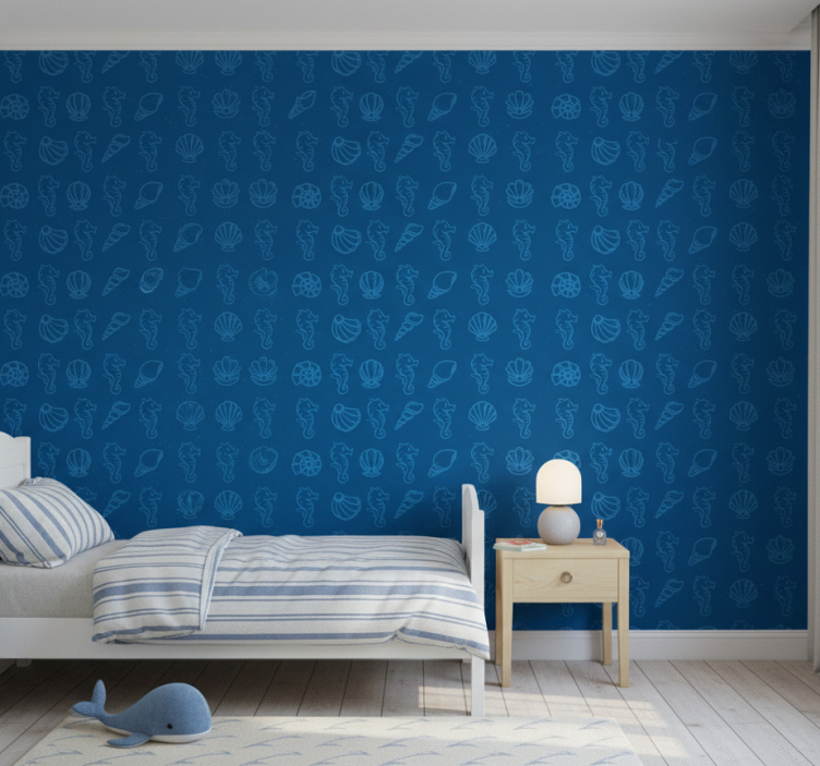 Animal wallpaper shells and sea horses design - TenStickers