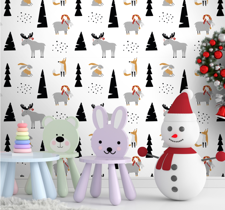 Animal wallpaper with festive animal design - TenStickers