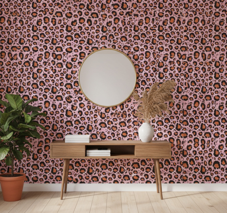 Animal wallpaper with pink leopard pattern - TenStickers