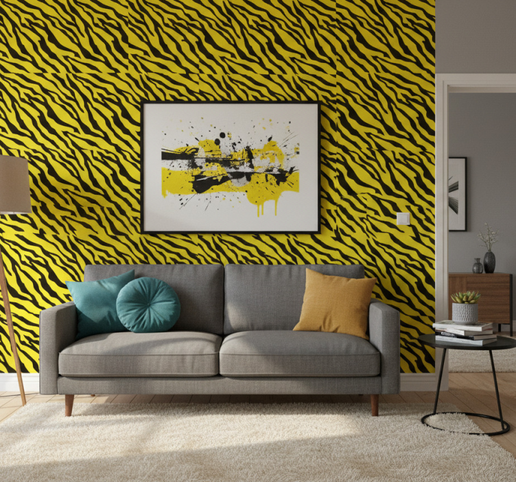 Animal wallpaper yellow zebra design - TenStickers